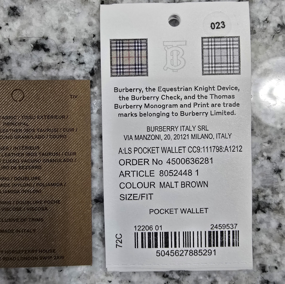 ‼️SOLD‼️NWT Burberry Malt Brown Leather ContinentBurberry Brown Leather Clutch - Picture 6 of 6